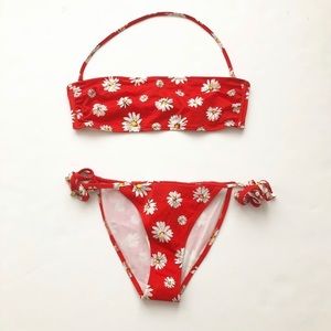 Dolce & Gabbana red with white daisy bikini